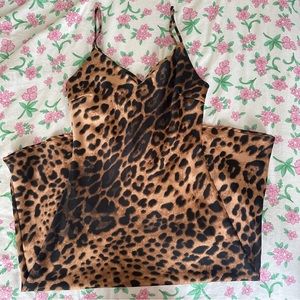 Forever 21 Cheetah Print Satin Slip Dress Size - Small